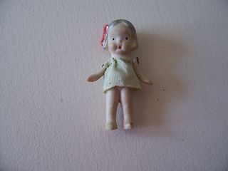 Vintage Miniature Bisque Doll Silver Hair Jointed Arms Japan 2 3/4