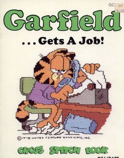 Garfield Gets A Job Cross Stitch Pattern Leaflet   12 Designs HTF RARE