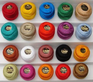 20 Anchor Crochet Cotton Thread Balls *20 Different Colours, Size no.8