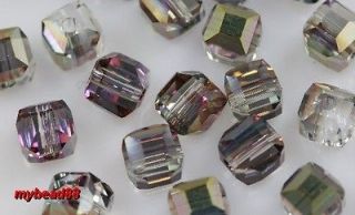   Transparent Green Wine Red Swarovski Crystal AB5x5mm Cube Loose Beads