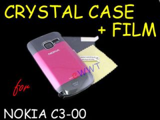 Crystal Clear Plastic Cover Hard Case + Screen Protector for Nokia C3 