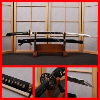 Japanese Handmade sword katana black handle sharp edge can cut bamboo 