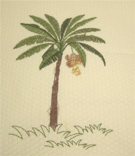SHOWER CURTAIN CROSCILL PORT OF CALL PALM TREES COCONUT