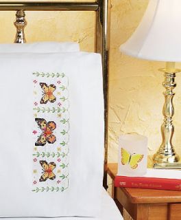 Janlynn Cross Stitch Kit   Butterfly Garden Pillowcases