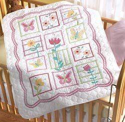 Sophie Crib Cover Stamped Cross Stitch Kit 34X43 Bucilla Quilt Baby