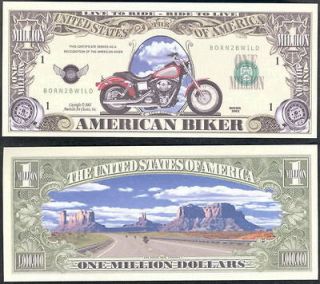 AMERICAN BIKER / MOTORCYCLE MILLION DOLLAR NOVELTY NOTE  LOT OF 2 