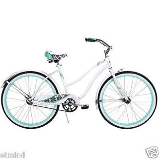   26 Ladies Beach Cruiser Bike Bicycle Aqua White & Mint green