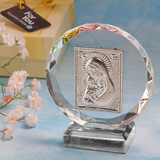 36   Exquisite Madonna and Child Crystal Plaque   Baptism Christening 