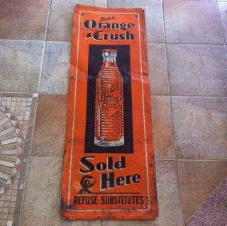 Rare Vintage Orange Crush Soda Sign Embossed 19W x 55L