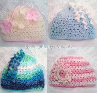 Crochet Pattern for Beautiful Babys Bonnets Beanie Hat Boys/Girls All 