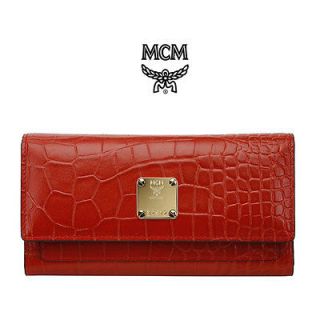 NEW MCM NUOVO CROCO LEATHER LONG RED WALLET PURSE FOR WOMEN