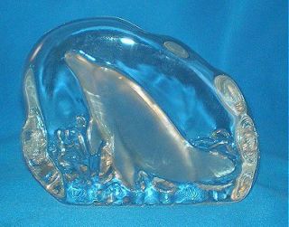 CRISTAL d’ARQUES CRYSTAL DOLPHIN PAPERWEIGHT FIGURINE