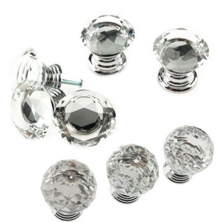 Crystal Glass Clear Cabinet Knob Drawer Pull Handle for Door Wardrobe