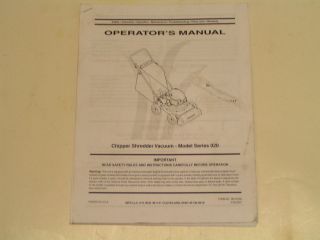 MTD YARD MACHINE CHIPPER/SHREDDER VACUUM OPERATORS MANUAL   ORIGINAL 