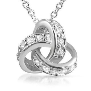 Sterling Silver Signity CZ Cubic Zirconia Love Knot Pendant and 