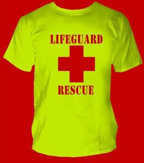   Safety Yellow Green Red Cross T Shirt HIGH VISIBILITY Pool,YMCA gift