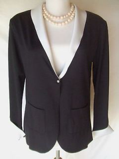   NEW CHANEL NAVY WHITE ICONIC CC JACKET SHIRT TOP W/ FRENCH CUFFS