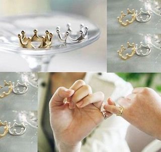NEW Fashion Crown Shape Silver Gold Tone Adjustable Rings Free 