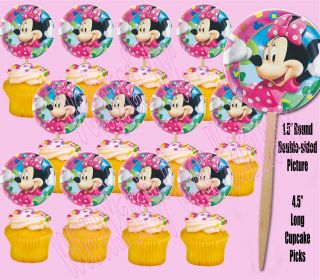 Disney Minnie Mouse 1.5 Cupcake Picks Cake Topper for Matching Plates 