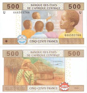   500 Francs Banknote World Money Currency Africa p206U Bill 2002 Note