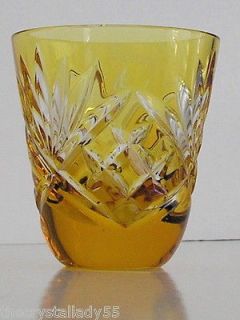 FABERGE ODESSA AMBER GOLD CASED CUT TO CLEAR CRYSTAL VODKA SHOT GLASS