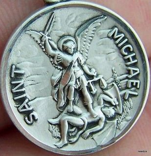 Sterling St Saint Michael Medal Necklace Police Pendant