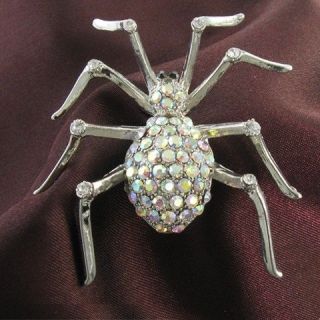   Black Widow Animal Brooch Pin Clear AB Crystal Stones Fashion Designer