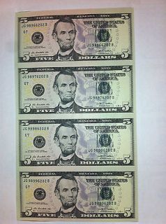   5X 4 Legal USA $5 DOLLAR BILLS Real Currency Note/Rare Money GIFT