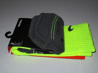 PAIR Nike Elite Football Crew Socks Volt Neon Green Oregon Ducks 