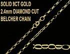   9CT YELLOW GOLD 16 18 20 22 24 DIAMOND CUT BELCHER CHAIN NECKLACE UK