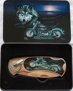 Wolf  Collectors Folding knife with Gift Box 4 Closed For Harley 
