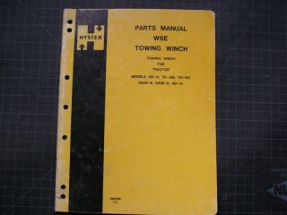 HYSTER W6E Tractor Towing Winch Parts Manual book catalog list shop 