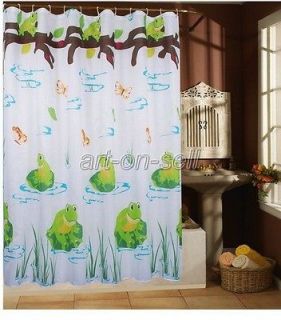   green frog butterfly Bathroom Beautiful Fabric Shower Curtain hs248