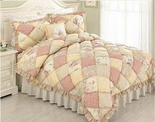   Full / Queen SET   COTTAGE PINK ROSE YELLOW FLOWERS PAISLEY COMFORTER