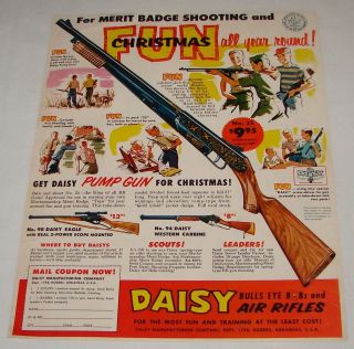 1958 Daisy bb pump gun ad~ CHRISTMAS FUN ALL YEAR ROUND