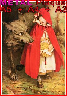 LITTLE RED RIDING HOOD WOLF Fairy Tale Vintage Classic METAL PLAQUE 