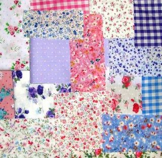   Mix of Fabric Scraps / Remnants. Pink, Blue and Floral Craft Fabrics