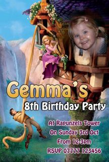 10 x DISNEY TANGLED RAPUNZEL   PERSONALISED PARTY INVITATIONS