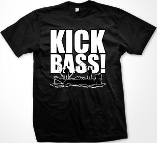 Kick Bass Mens T Shirt Fishing Boat Graphic Humor Funny Tee