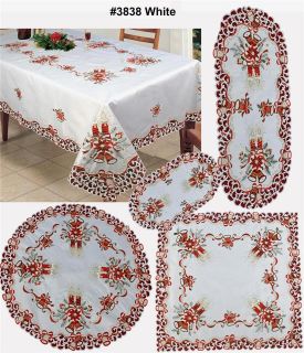   Poinsettia Bell Candle Placemat Table Runner Tablecloth Holiday #3838W