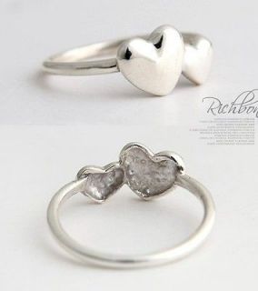   Cute Romantic Double Heart Ring For Lady Girl valentines Ring r419