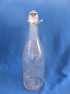 VINTAGE CLEAR GLASS BEER MEDICINE BOTTLE WITH WIRE GE STOPPER CO PHILA 