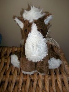   stuffed brown white plaid bow HUGGABLE HORSE Pony 12 dan dee lovey