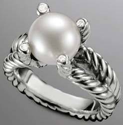 David Yurman Diamond Cable Pearl Wrap Ring