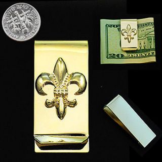 Gold Tone Fleur de Lis Money Clip