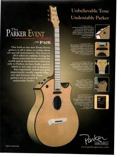 2007 2008 PARKER ACOUSTIC GUITAR   SERIES P10E ~ NICE ORIGINAL AD