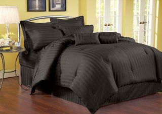 Piece Twin Stripe 500TC Cotton Bed in a Bag Set Black