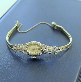   Vintage Croton 14kt White Gold Diamond Art Deco Wrist Watchwatch