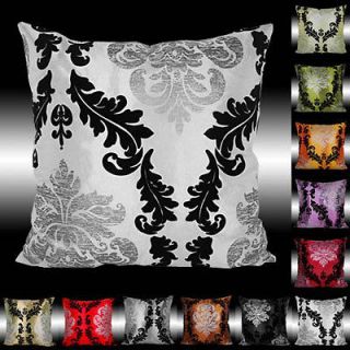 2X BLACK SILVER DAMASK CUSHION COVERS PILLOW CASES 17