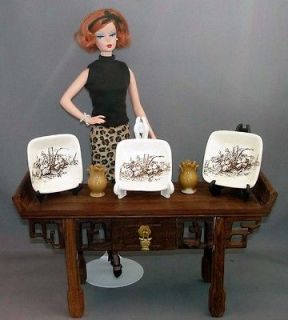 Miniature Decorative Plates for Fashion Royalty, Barbie Furniture Doll 